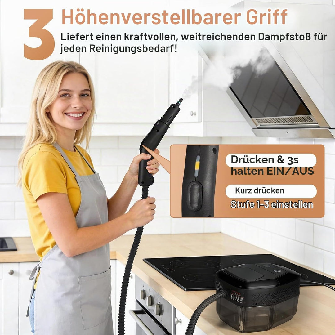 Dampfreiniger, Dampfreiniger handgerät, 1500 W, Handdampfreiniger, schnelles Aufheizen in 15 Sekunde