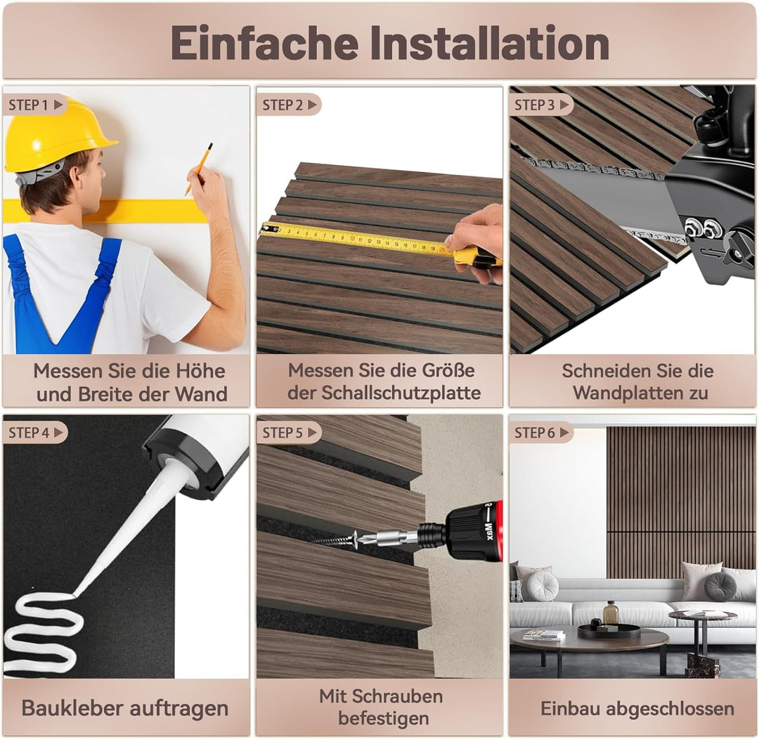 AKK-STAVE Akustikpaneele Holz 240x60 cm (1er-Set 1,44 m²) - Akustik Paneele &amp; Holzpaneele Wand für S
