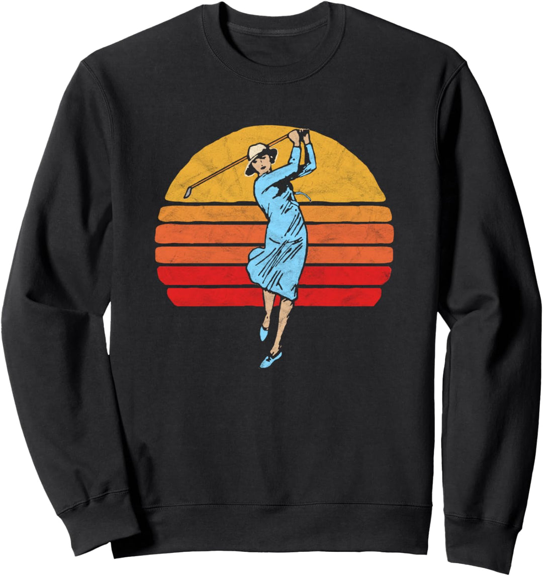 Vintage Female Golfer Retro Style Women's Golf Graphic Sweatshirt