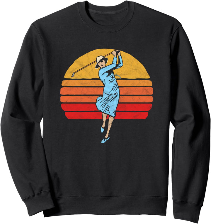 Vintage Female Golfer Retro Style Women's Golf Graphic Sweatshirt