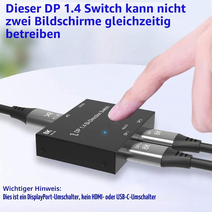 CABLEDECONN DisplayPort 8K DP 1.4 2In 1Out 1In 2Out Switch Bi-Direction 8K@30Hz 4K@120Hz Splitter Co