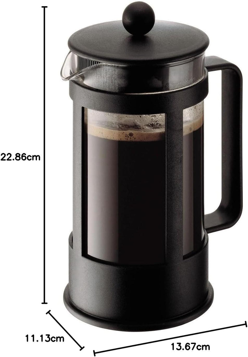 Bodum KENYA Kaffeebereiter (French Press System, Spülmaschinengeeignet, 1,0 liters) schwarz Schwarz