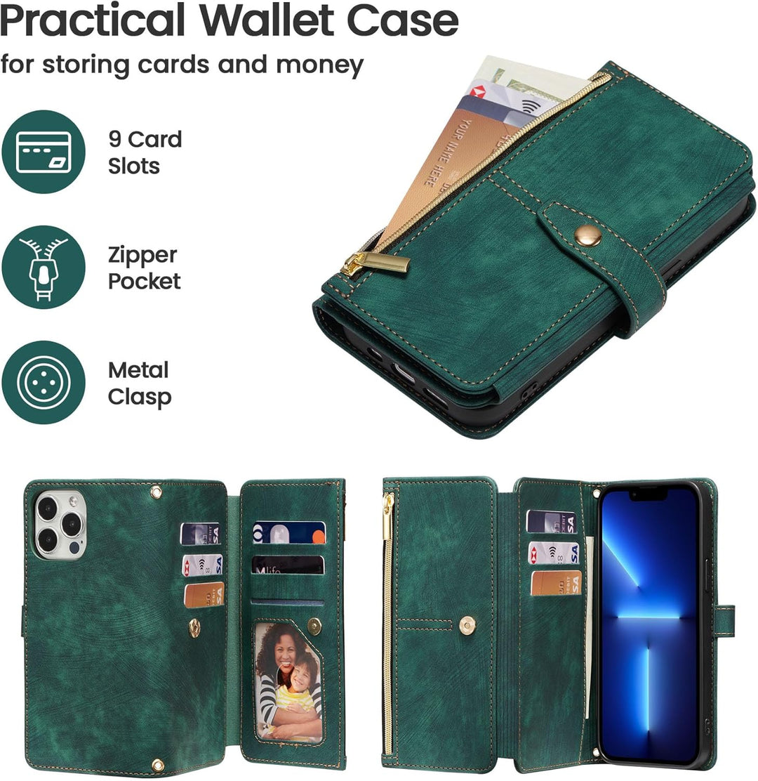 ZCDAYE Hülle für iPhone 13 Pro Max mit Band Handykette, Leder Handyhülle Handytasche mit Kartenfäche