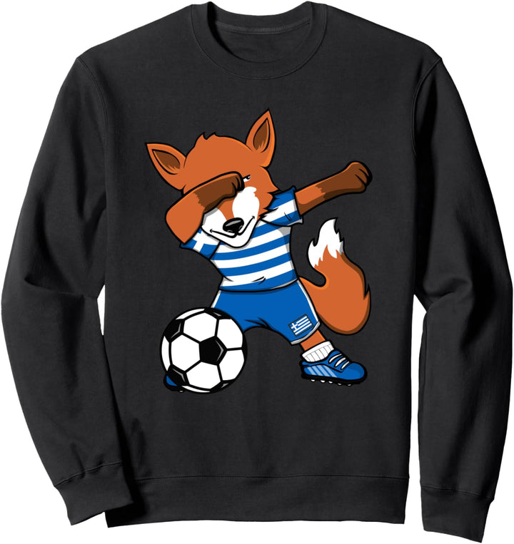 Dabbing Fuchs Fox Griechenland Fussball Griechische Flagge Sweatshirt