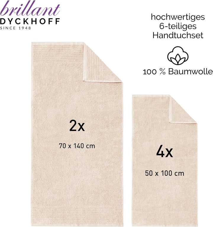 Dyckhoff 0410996205 Handtuchset "Brillant", 2 Badetücher / Duschtücher 70 x 140 cm und 4 Handtücher