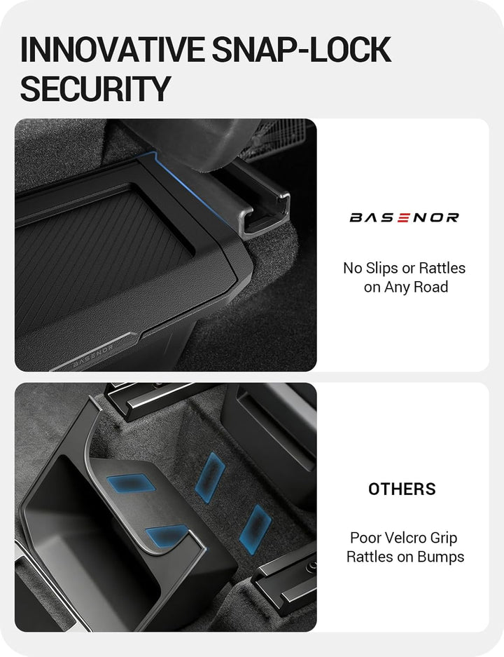 BASENOR 2026 2025 Tesla Model Y Juniper Organizer für die hintere Mittelkonsole, staubdichter TPE-Ab