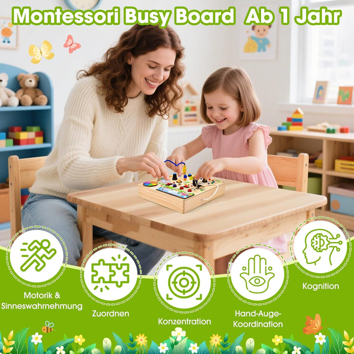 Fwiull Montessori Spielzeug ab 1 Jahr,Baby Montessori Busy Board,Activity Board Montessori ab 2 Jahr