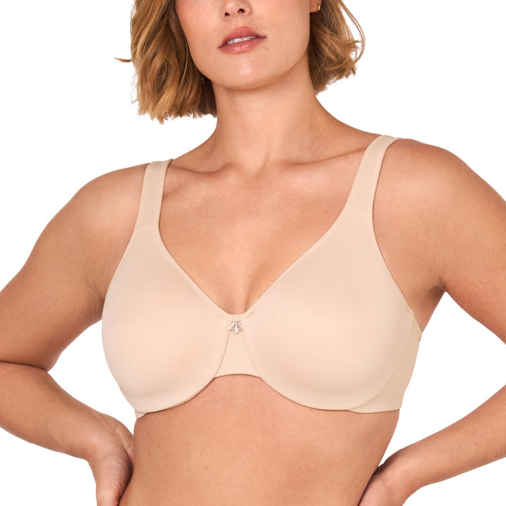DELIMIRA Damen Minimizer BH mit Bügel Grosse Brüste Starker Halt Seamless Tshirt BHS Soft 70D Beige,