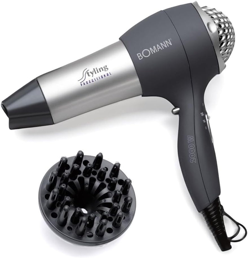 Bomann® Haartrockner mit Diffusor & Formdüse | Hair Dryer mit "Cool Shot" für glänzendes Haar | Haar