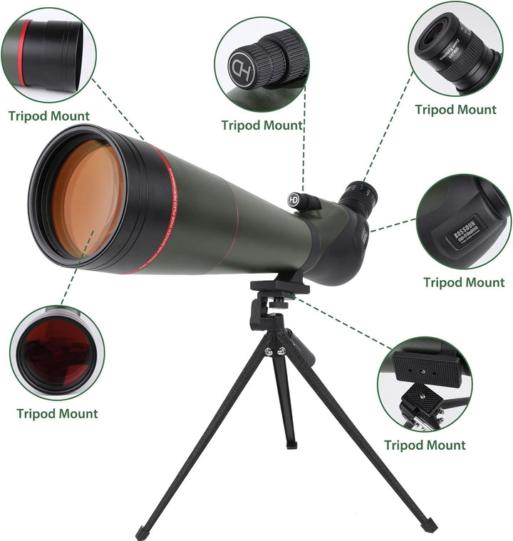 25-75x100 HD Spektiv Sportschützen mit Stativ- und Smartphone-Adapter, Zoom Bak4 Prism FMC Lens 45-G