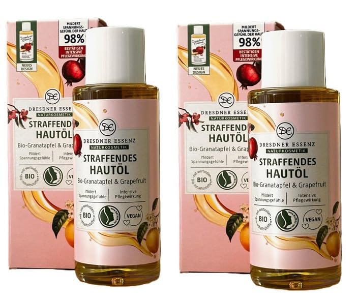 2er Packc Dresdner Essenz Straffendes Hautöl Bio-Granatapfel & Grapefruit, 2x 100ml