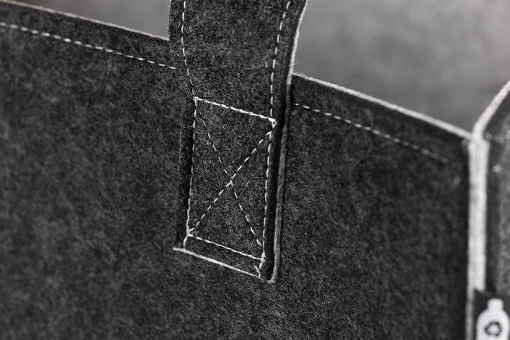 TANNDESIGN - Einkaufskorb & Kaminholzkorb aus recycelten Plastikflaschen (Filz-Tasche) - Holz-Korb f