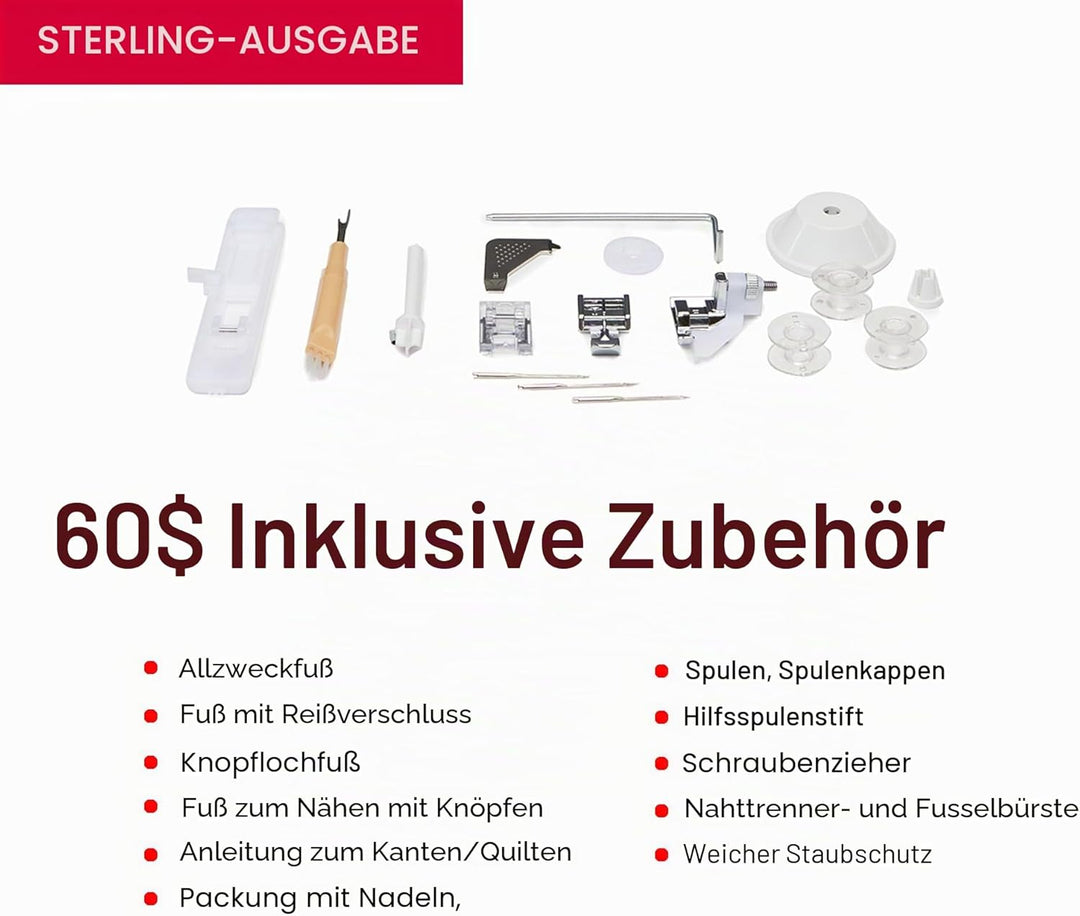 SINGER® Sterling Edition 4432 Robuste Nähmaschine mit Zubehörset | Leistungsstarker Motor mit verbes