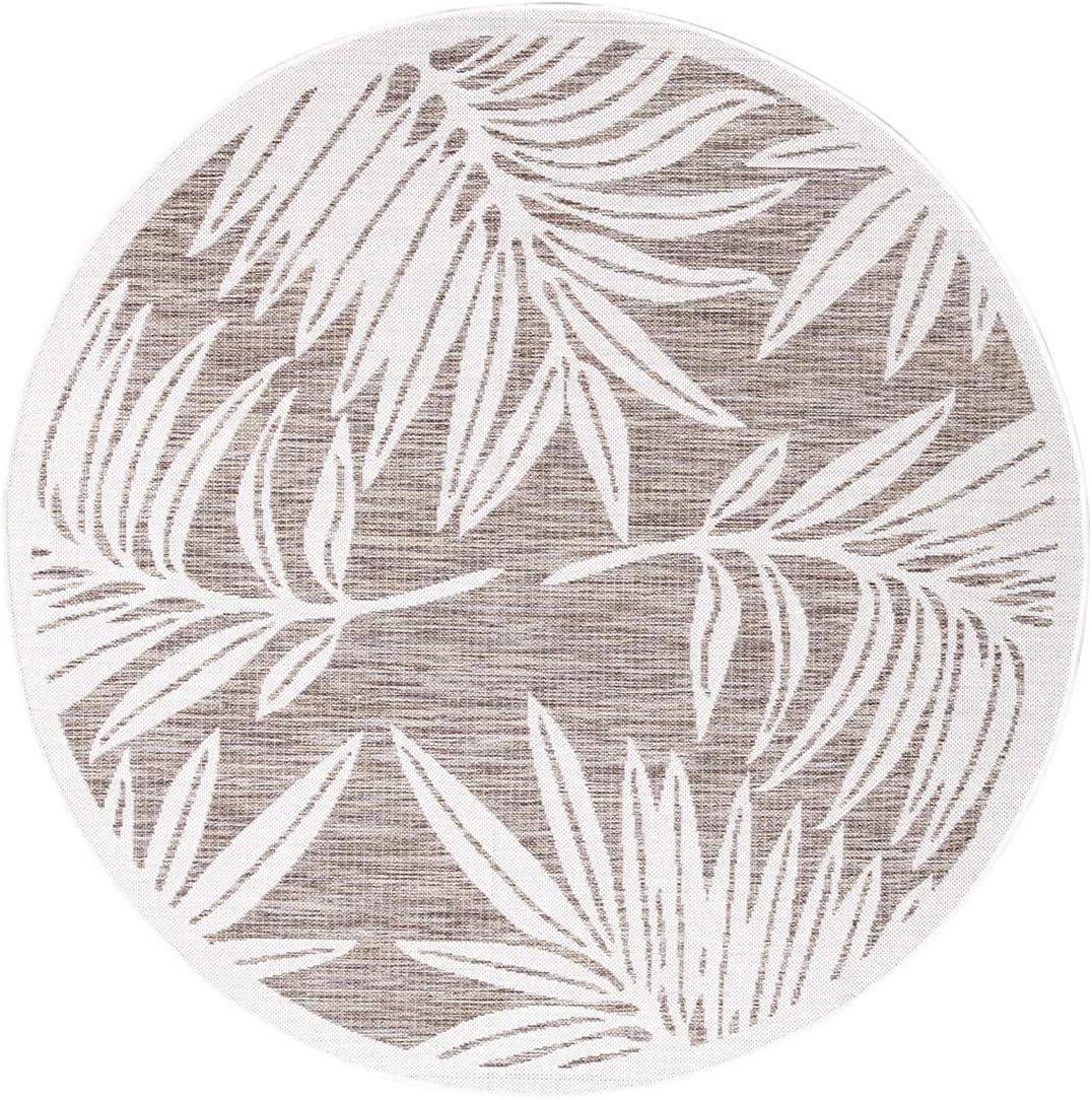 carpet city Outdoor-Teppich Wetterfest Balkon Terrassen - Beige in 120x120 cm Rund - Deko Teppiche A