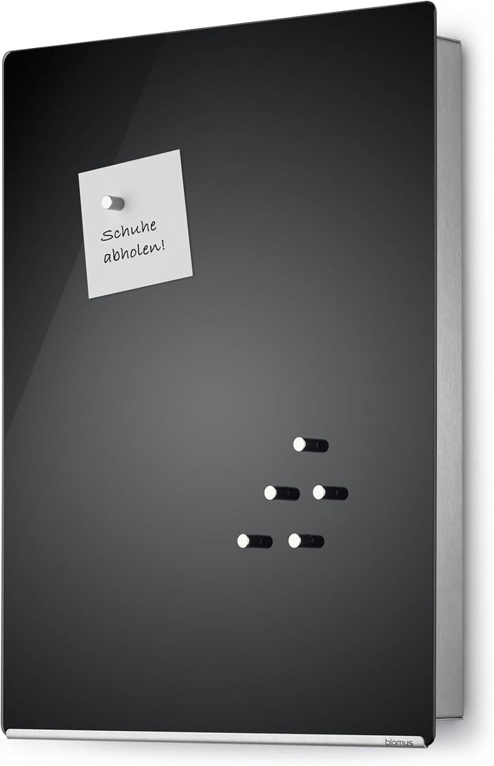 Blomus 65367 Schlüsselkasten/Glasmagnettafel Velio, schwarz Silber 5 x 30 x 40 cm, Silber 5 x 30 x 4