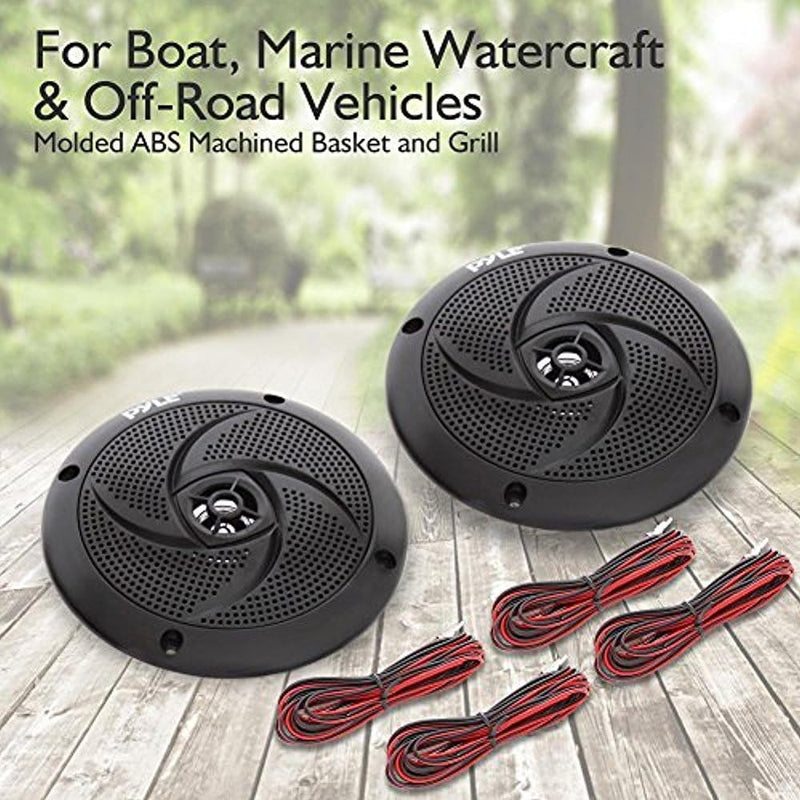 Pyle Marine Speakers - 4 Inch 2 Way Waterproof and Weather Resistant Outdoor Audio Stereo Sound Syst