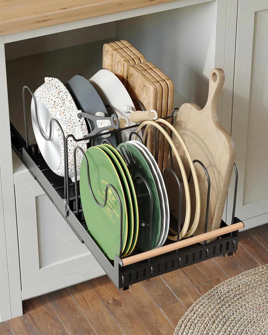 NETEL Topfdeckelhalter Schublade,Ausziehbarer Pfannen Organizer，Deckelhalter für Schrank,Topf Organi