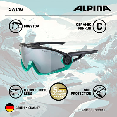 ALPINA 5W1NG - Verspiegelte und Bruchsichere Sport- & Fahrradbrille Mit 100% UV-Schutz Für Erwachsen