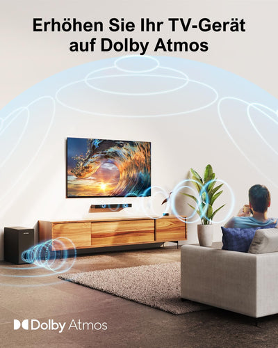 ULTIMEA Dolby Atmos Soundbar für TV Geräte, BassMAX, 3D Surround Sound System für TV Lautsprecher He