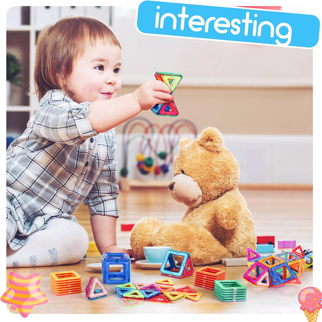 aaczly Magnetische Bausteine 50 Teile Magnetbausteine Magnet Spielzeug Kinder 3D Magnetspielzeug Mag
