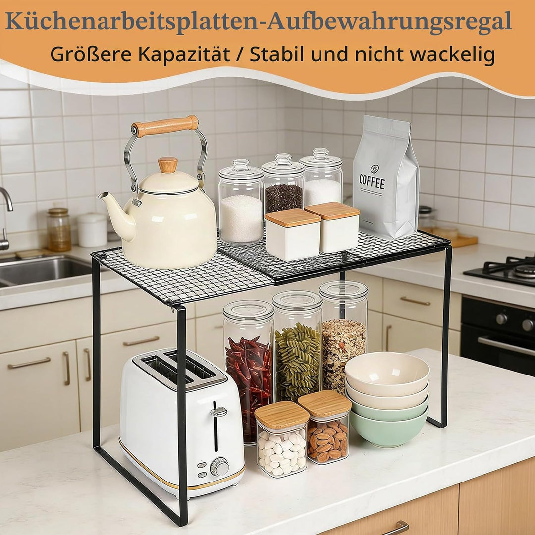 Erweiterbares Schrankregal, 38-62cm Erweiterbarer küchenregal organizer, Stark Regaleinsatz für küch