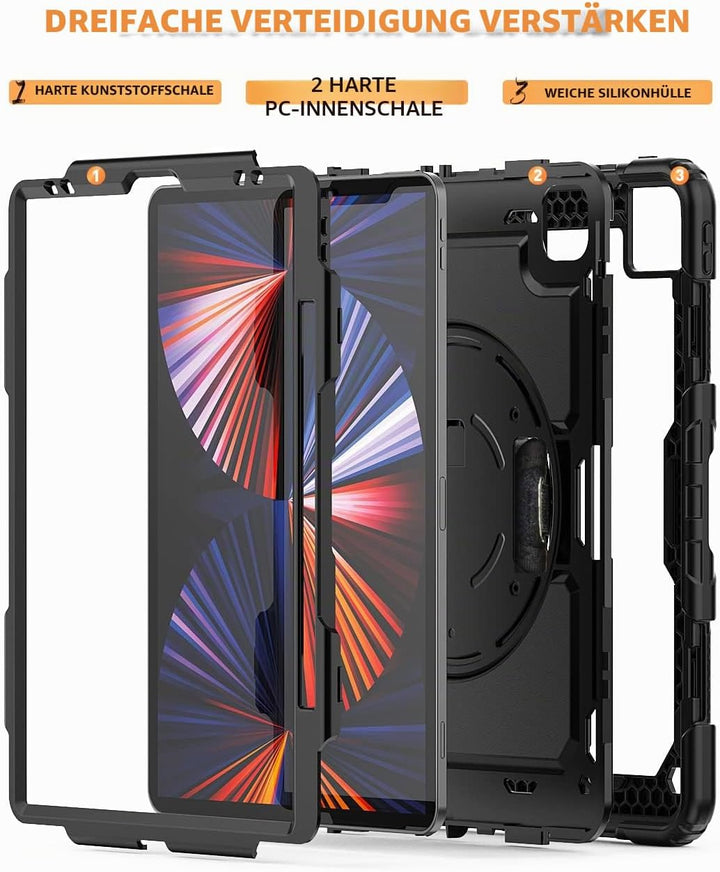 Timecity Hülle für iPad Pro 12.9 Zoll (6./5./4./3. Generation 2022/2021/2020/2018) Stossfeste Schutz