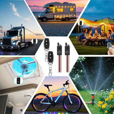 dstfuy lichtschalter set funk,2 Wege Mini Fernschalter,DC 5V/12V/24V/48/10A Wireless Lichtschalter F