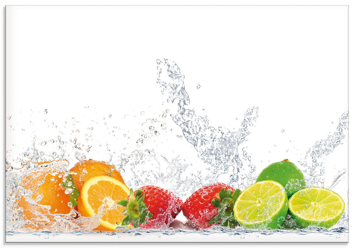 ARTland Spritzschutz Küche aus Alu für Herd Spüle 80x55 cm (BxH) Küchenrückwand mit Motiv Essen Obst