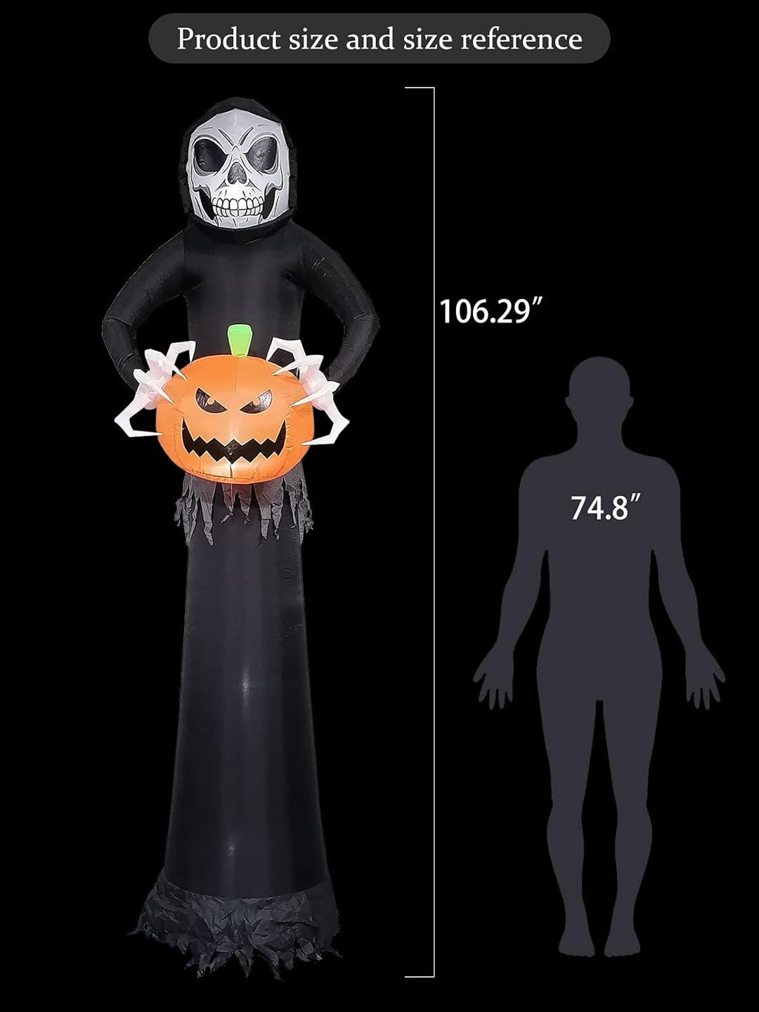EBANKU 8.8Ft Halloween Aufblasbar Dekoration,Riesige Halloween Geist Kürbis mit LED-Lichtern für Lnn