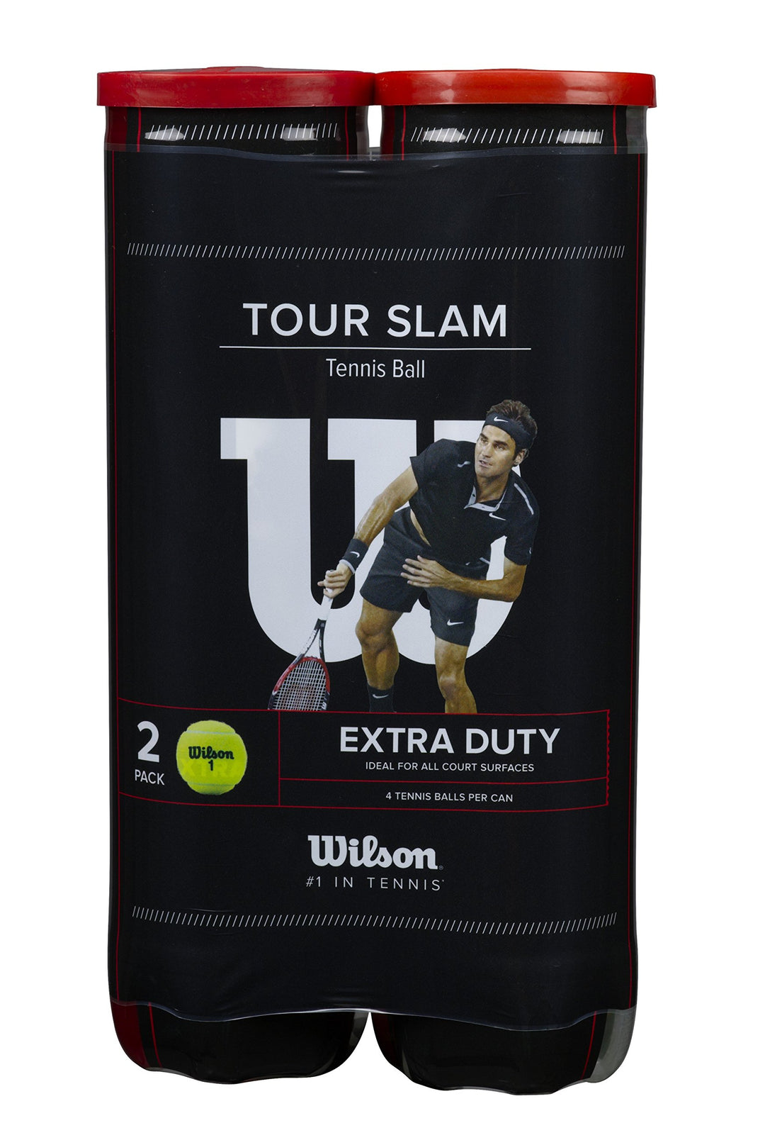 Wilson Tennisbälle Tour Slam für alle Beläge, gelb, 2 Dosen mit je 4 Bällen, WRT115302 Single, Singl