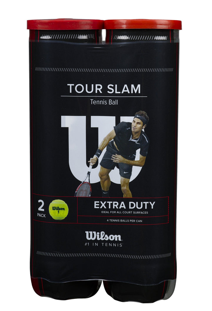 Wilson Tennisbälle Tour Slam für alle Beläge, gelb, 2 Dosen mit je 4 Bällen, WRT115302 Single, Singl
