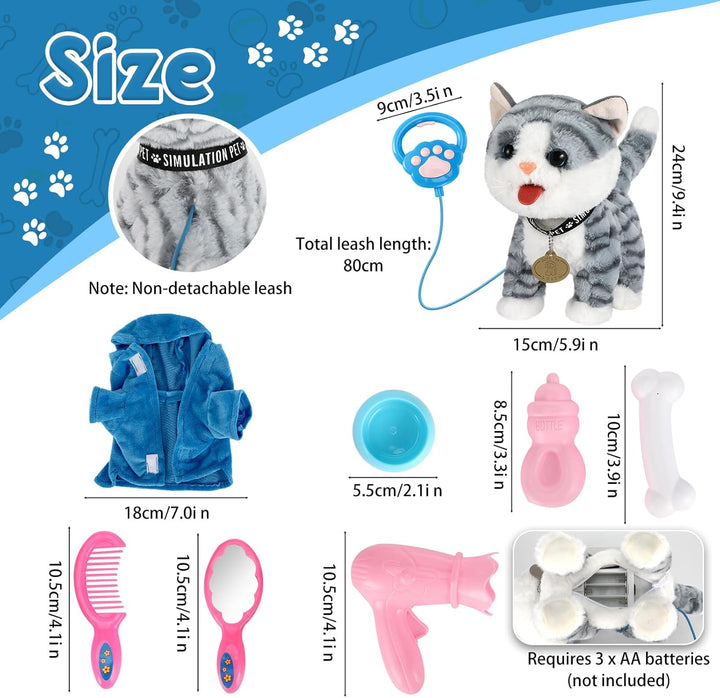 GuKKK Nteraktives Haustier Katze, Spielzeug Katze für Kinder, Katzen Ahre Kuscheltier Spielzeug, mit