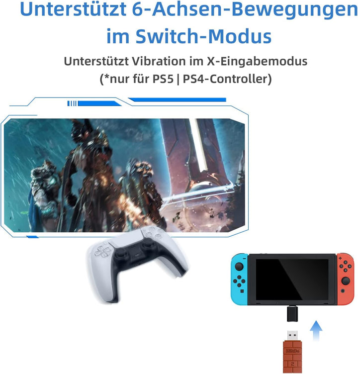 Mcbazel 8Bitdo USB Wireless Adapter 2 mit OTG Adapter Zubehör für Switch OLED/Switch, Windows, Mac &