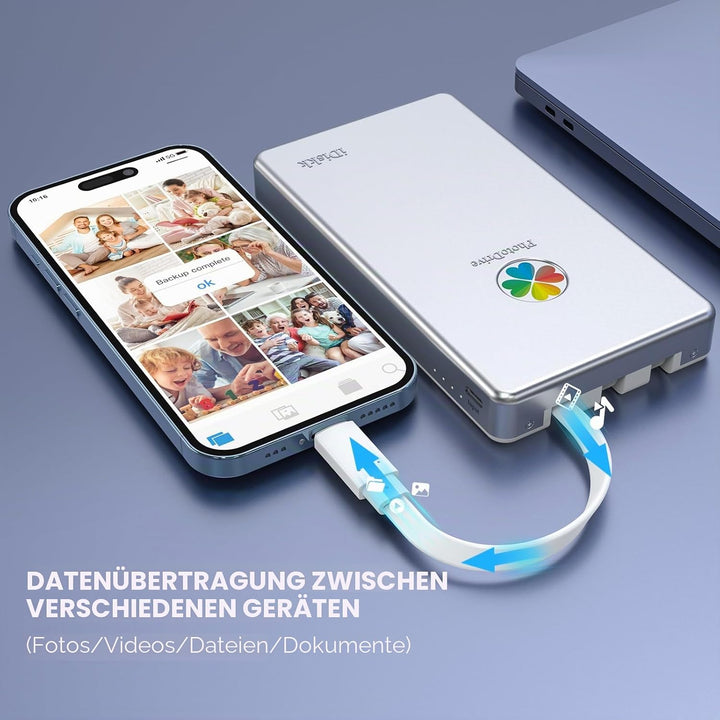 iDiskk 4 TB (4000 GB) Externe Lightning-Festplatte für iPhone, MFi-zertifizierte 3-in-1-iPhone-HDD,