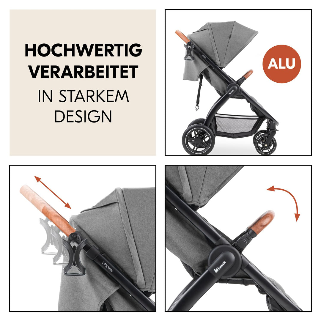 hauck Uptown, Melange Grey - Kinderbuggy mit Liegeposition ab Geburt, Breiter Sitz bis 22 kg, Geträn