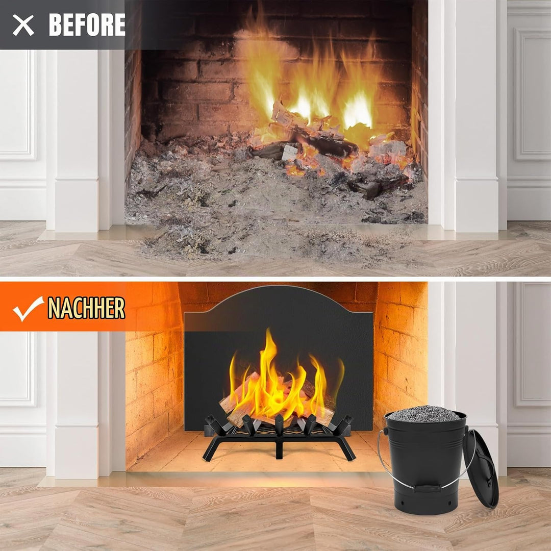 INNO STAGE Ash Eimer mit Deckel und Holzgriff Kohleschaufel, Aschenträger Pail Kamin Werkzeuge, Feue