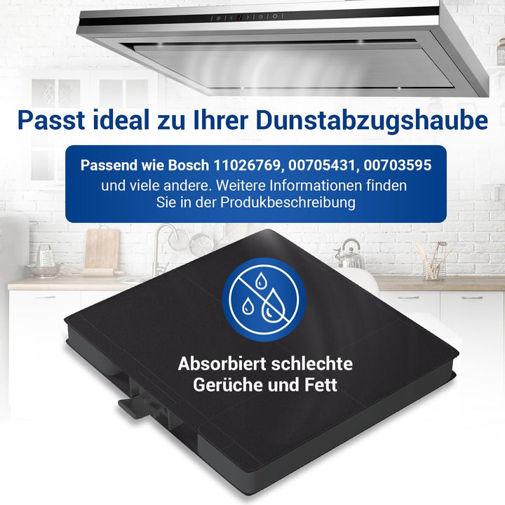 VIOKS 3 Stk Aktivkohlefilter Dunstabzugshaube 232x237x22mm Ersatz für Bosch DHZ5326 11026769 0070543