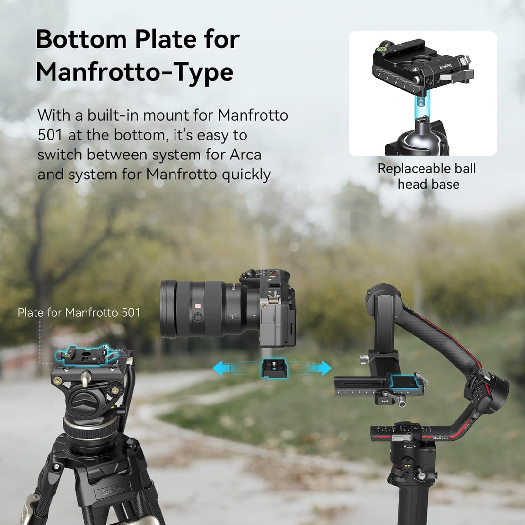 SmallRig Schnellwechselplatte und Klemme für Arca-Swiss Standard, mit Bottom Platte für Manfrotto 50
