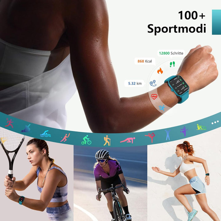 Smartwatch Herren mit Telefonfunktion, Alexa eingebaute, 1.8'' Fitnessuhr Damen mit Herzfrequenz, Sp