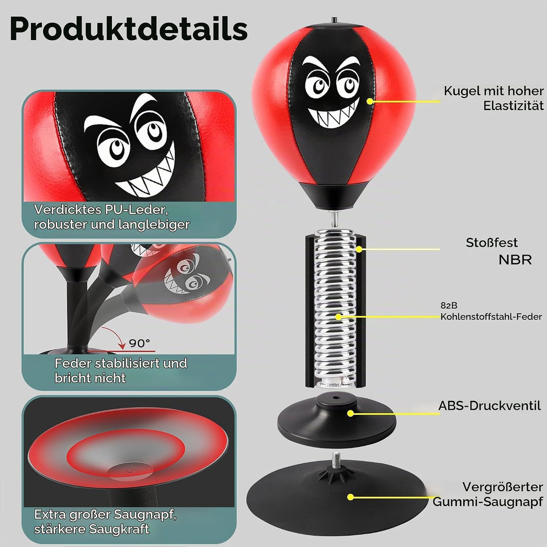 Punchingball, Punchingball Tisch mit Federn, Saugnapf zum Stressabbau für Chef, Kollegen, Freunde, 1