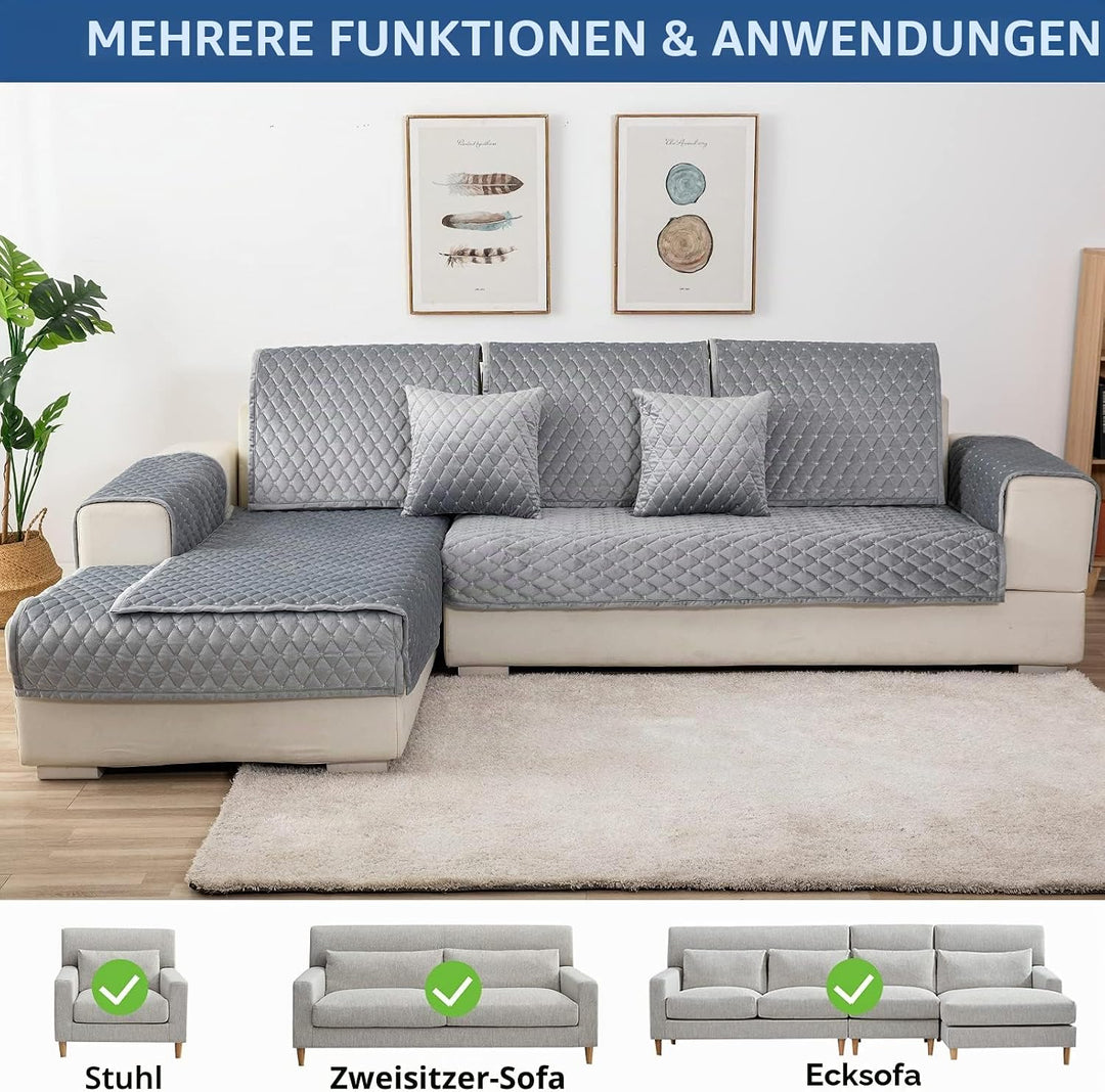 Eismodra Sofa Überzug,Sofabezug 3 Sitzer,Anti-Rutsch-Couch Überzug für L Form Sofaschoner Chaiselong