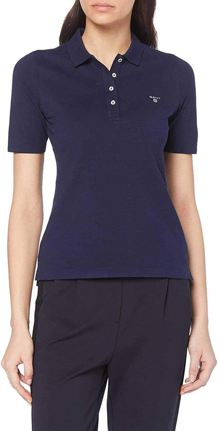 GANT Damen ORIGINAL LSS Pique Polohemd XS Evening Blue, XS Evening Blue
