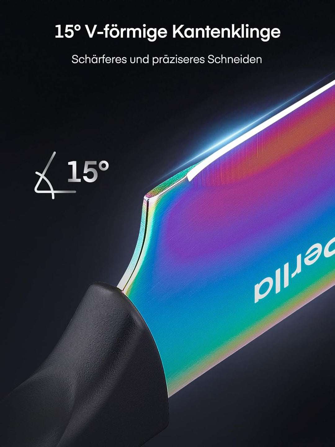 D.Perlla Messerblock, 16-TLG Messer set, Regenbogenfarbe Titanbeschichtung Messer mit Acryl Messerha