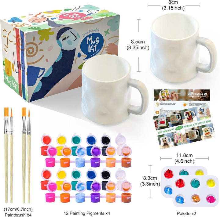 Roaxkois Keramik Bemalen Set - Kreatives Keramik Bastelset mit Farben, Pinseln und Anleitungen, Perf