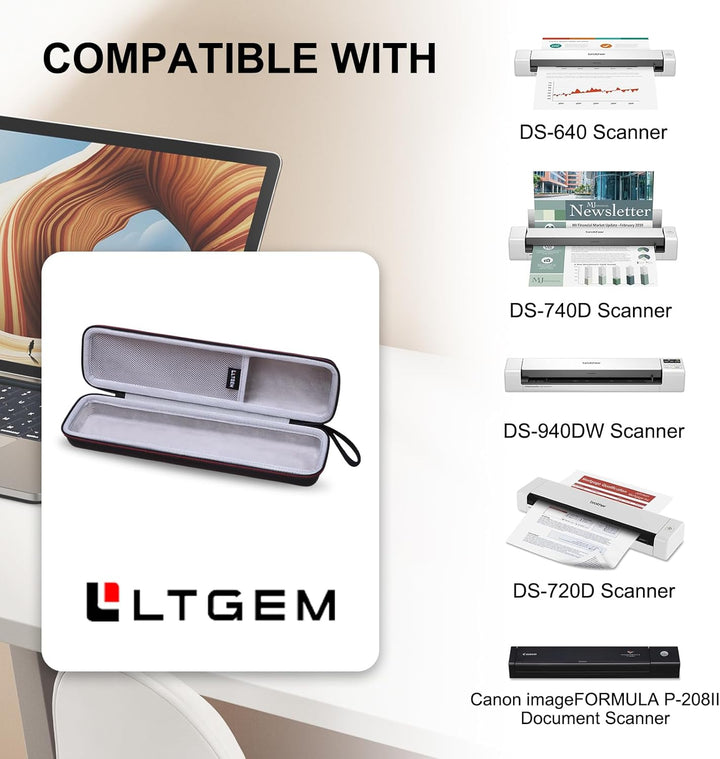 LTGEM Hard Case for Brother DS-940DW Compact Mobile Document Scanner - Protective Carrying Storage B