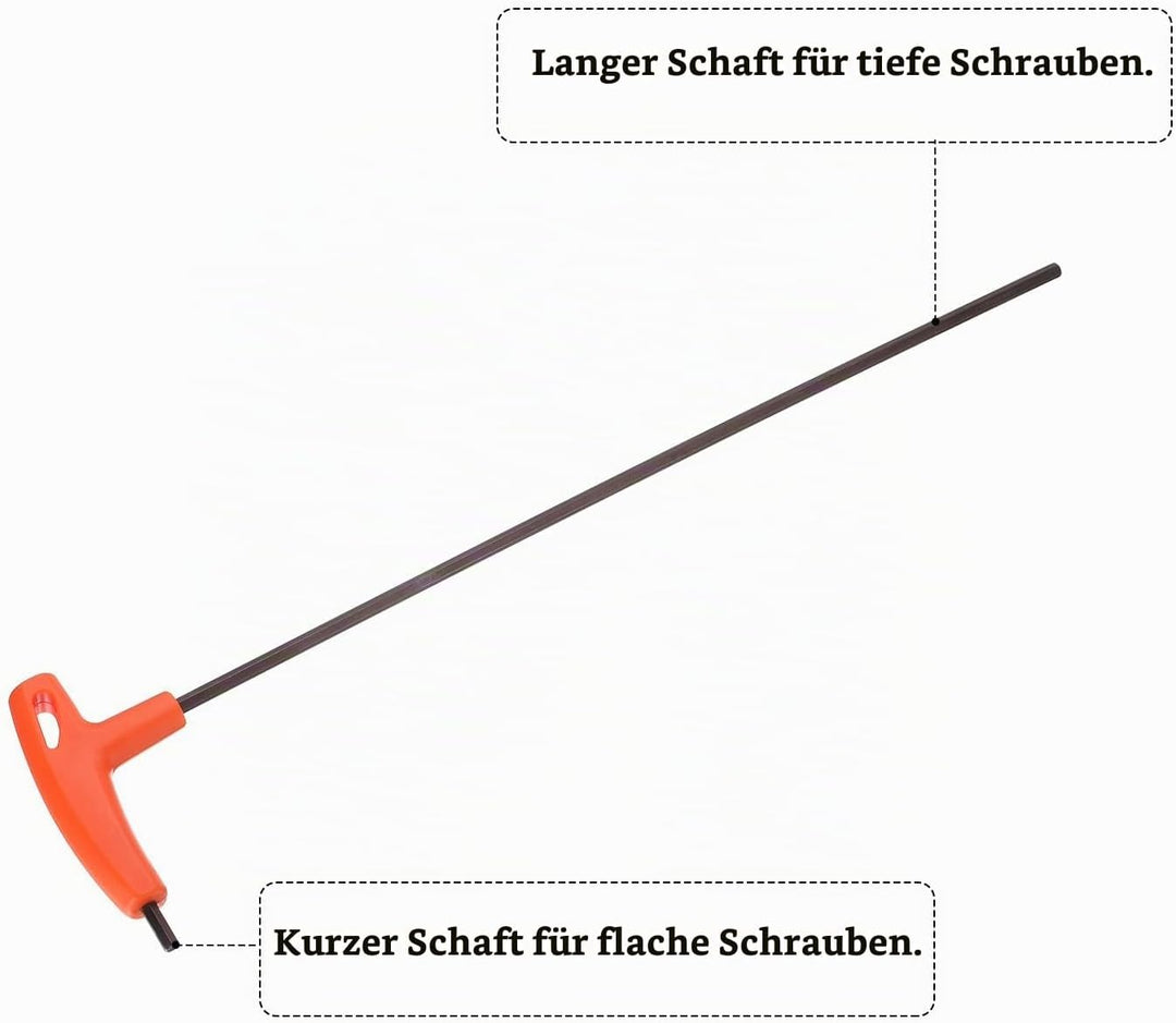 QUARKZMAN 2 Stück 5mm Innensechskantschlüssel T-Griff Schlüssel mit Flachkopf, Metrisch Länge 350mm