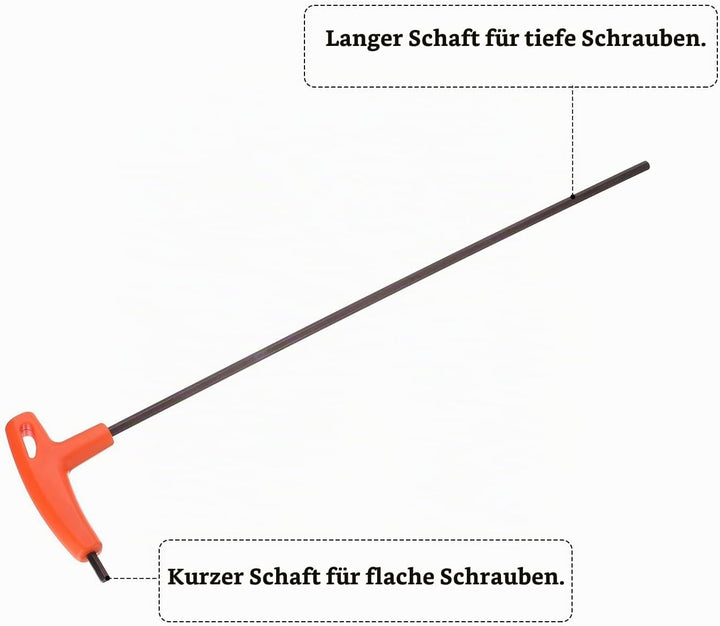 QUARKZMAN 2 Stück 5mm Innensechskantschlüssel T-Griff Schlüssel mit Flachkopf, Metrisch Länge 350mm