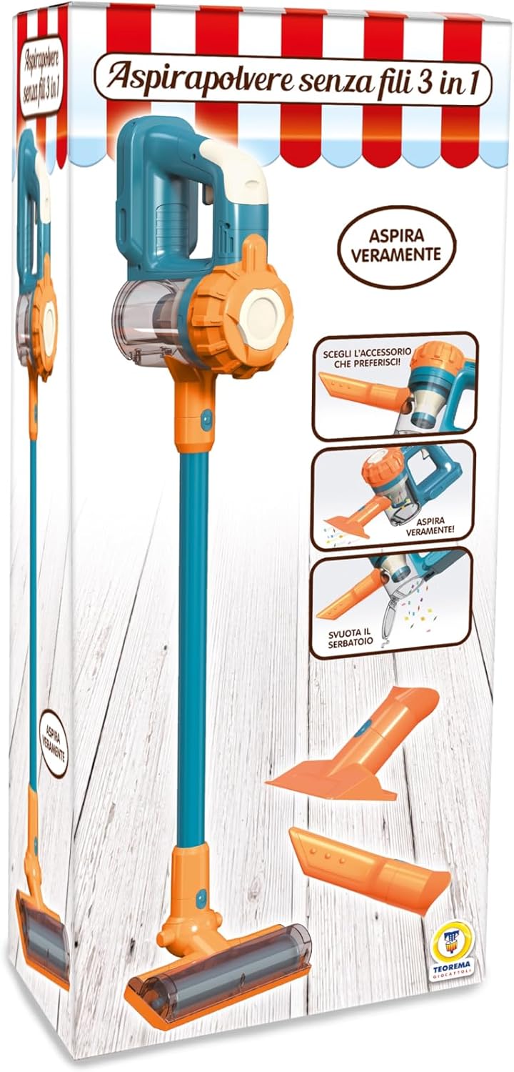 Teorema 3-in-1 kabelloser Staubsauger mit echten Funktionen, Spielzeug für Kinder