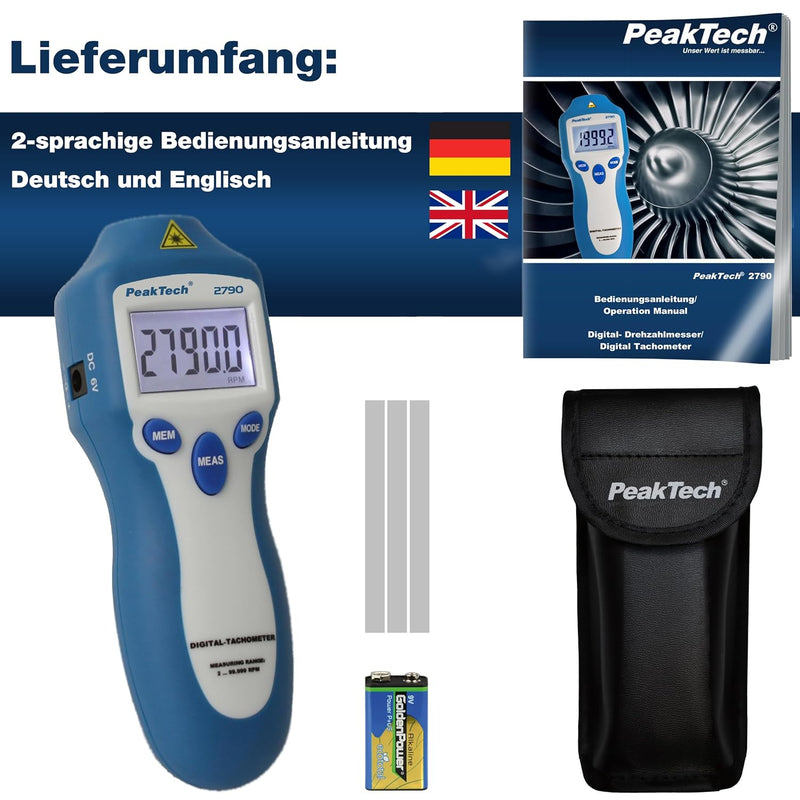 Drehzahlmessgerät/Tachometer,P 2790,mit AA8Laser 2bis 100 RPM,berührungslos