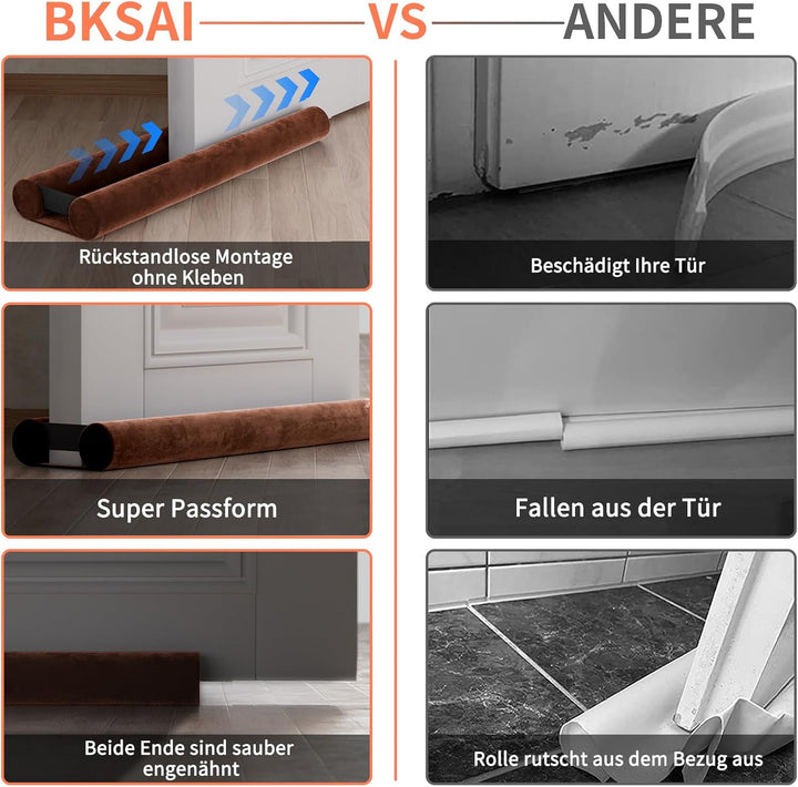 Zugluftstopper für Türen 60-100CM Türdichtung Unten Ohne Kleben Rückstandlos Tür Luftzugstopper - En